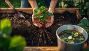 planting crowns, bare roots, and starts planting crowns, bare roots, and starts