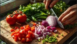 preparing and chopping fresh ingredients preparing and chopping fresh ingredients
