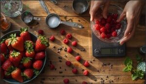 preparing fruit and measuring ingredients preparing fruit and measuring ingredients