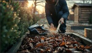 removing fallen leaves and plant debris removing fallen leaves and plant debris