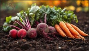 root vegetables (radishes, carrots, beets) root vegetables (radishes, carrots, beets)