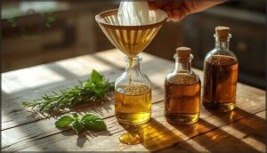 straining, bottling, and storing infused oil straining, bottling, and storing infused oil