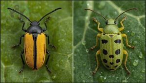 striped vs. spotted cucumber beetle features striped vs. spotted cucumber beetle features
