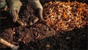 using aged manure and shredded leaves using aged manure and shredded leaves