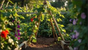 building a bamboo-pole tepee with vines building a bamboo-pole tepee with vines