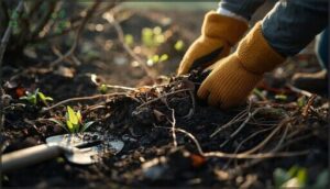 cleaning up debris, weeds, and dead growth cleaning up debris, weeds, and dead growth