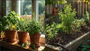 container vs. outdoor herb gardening container vs. outdoor herb gardening