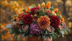 mixing mums, ornamental peppers, and cabbages mixing mums, ornamental peppers, and cabbages