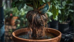 mushy, discolored, or foul-smelling roots mushy, discolored, or foul-smelling roots