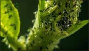 spotting aphid eggs and colonies spotting aphid eggs and colonies