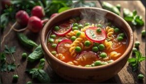 spring minestrone with fresh peas and radishes spring minestrone with fresh peas and radishes