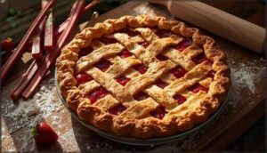 strawberry-rhubarb pie and lattice pie strawberry-rhubarb pie and lattice pie