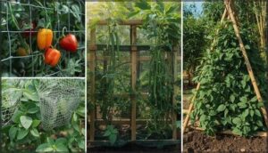 wire cages, netting, and bamboo supports wire cages, netting, and bamboo supports