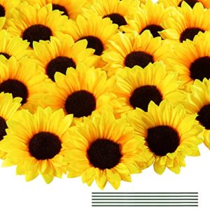 40pcs Fake Sunflower Heads with B09X9QPJSF