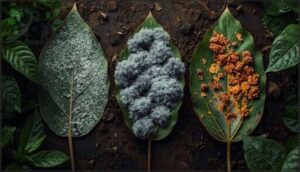 look for powdery, fuzzy, or rusty growth look for powdery, fuzzy, or rusty growth