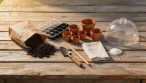 prepare trays, pots, and mix prepare trays, pots, and mix