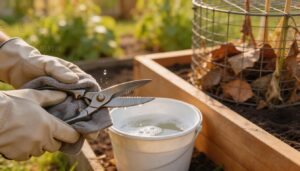 sanitize tools, beds, and plant debris sanitize tools, beds, and plant debris