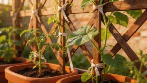 training and supporting vegetable vines upward training and supporting vegetable vines upward