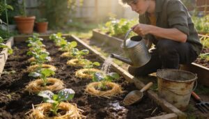 water, mulch, and feed plants water, mulch, and feed plants