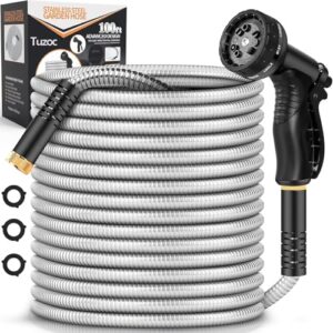 Garden Hose Metal 100FT, Stainless B0BWJV1Y7H