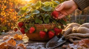 harvest and overwinter container strawberries harvest and overwinter container strawberries