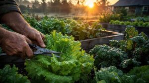 harvest greens in morning harvest greens in morning