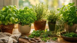harvesting fresh kitchen herbs harvesting fresh kitchen herbs