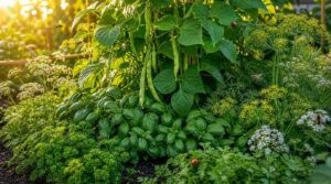 herbs beside beans herbs beside beans