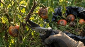 remove severely infected stems and fruit remove severely infected stems and fruit