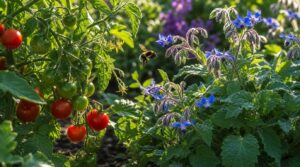 tomatoes with borage for pollinators and hornworm deterrence tomatoes with borage for pollinators and hornworm deterrence