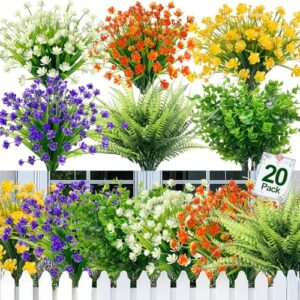 TURNMEON 20 Bundles Artificial Flowers B09K4TM8M5