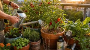 water and fertilize potted crops water and fertilize potted crops