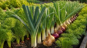 carrot, onion, and leek rows carrot, onion, and leek rows