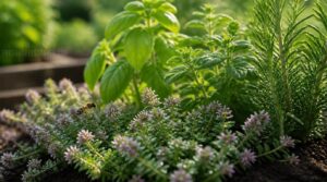 creeping thyme around herbs creeping thyme around herbs