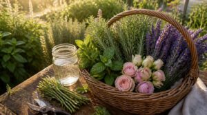 herbs and cut flowers herbs and cut flowers