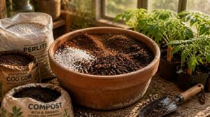 prepare lightweight potting mix prepare lightweight potting mix
