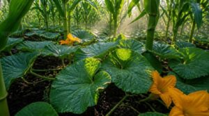 squash beneath corn stalks squash beneath corn stalks
