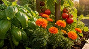 summer basil and marigolds summer basil and marigolds