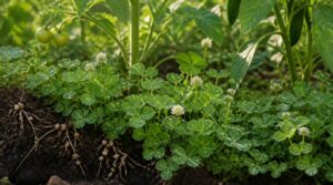 white clover under vegetables white clover under vegetables