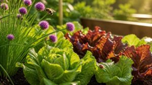 chives with lettuce chives with lettuce
