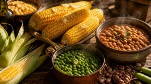 corn, peas, and beans corn, peas, and beans