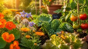edible flowers beside vegetables edible flowers beside vegetables