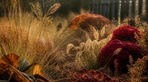 grasses behind seasonal blooms grasses behind seasonal blooms