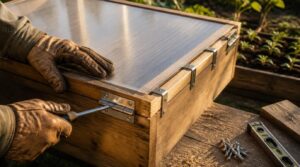 install glazing, hinges, supports install glazing, hinges, supports