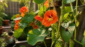 nasturtiums with beans nasturtiums with beans