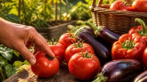tomatoes, peppers, and eggplants tomatoes, peppers, and eggplants