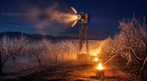 using heaters and wind machines using heaters and wind machines