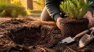 wide, shallow planting holes wide, shallow planting holes